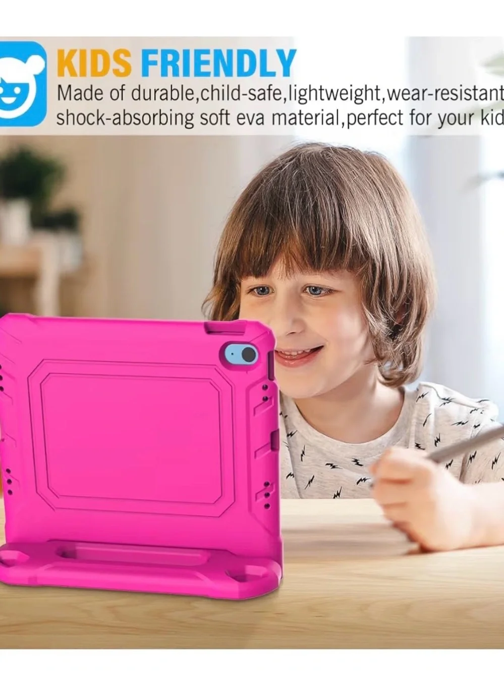 Avawo Kids Shock Proof, Protective Case  iPad 10/11 Gen, Screen Cover, Rose NEW